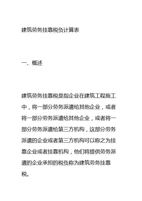 建筑劳务挂靠税负计算表