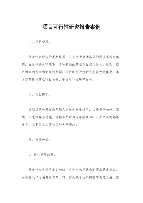 项目可行性研究报告案例