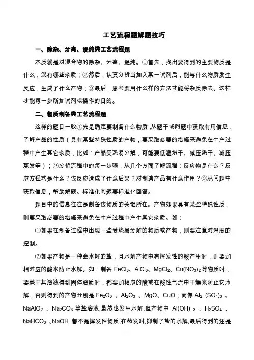 化工流程题知识点总结