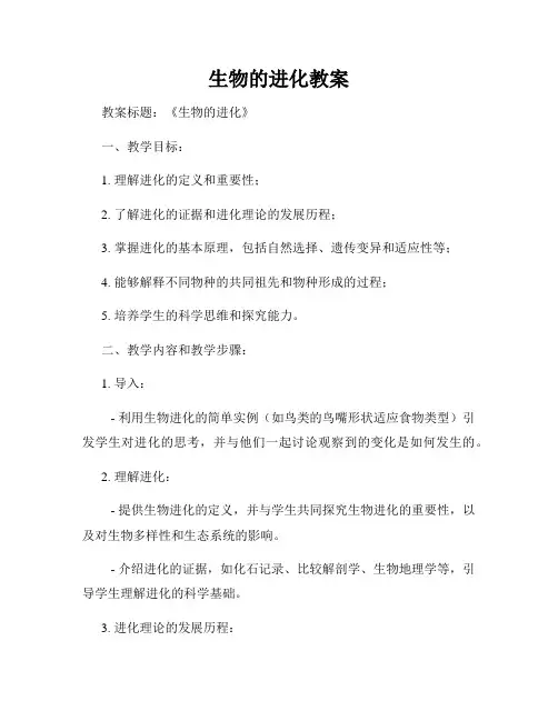 生物的进化教案