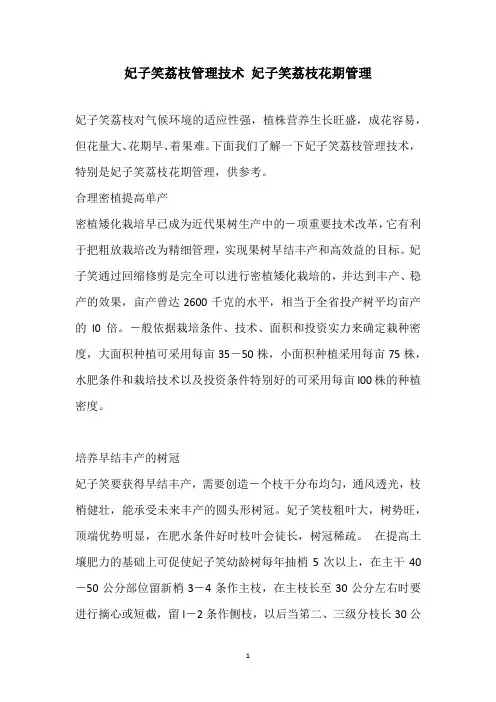 妃子笑荔枝管理技术 妃子笑荔枝花期管理