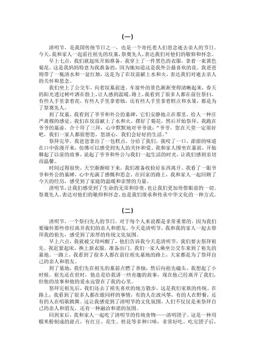 清明节日记六篇