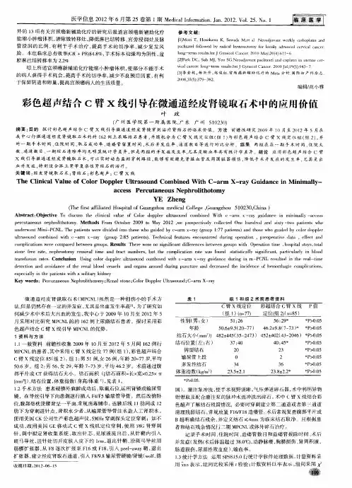 彩色超声结合C臂x线引导在微通道经皮肾镜取石术中的应用价值