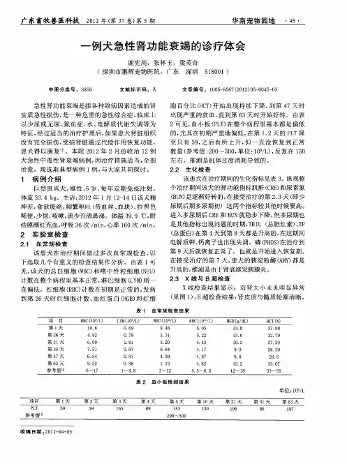 一例犬急性肾功能衰竭的诊疗体会