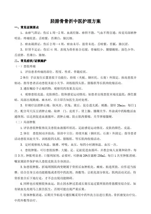 胫腓骨骨折中医护理方案