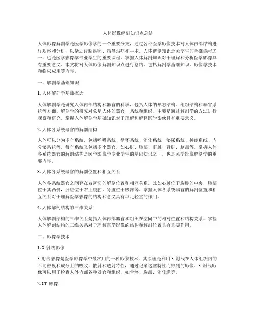 人体影像解剖知识点总结