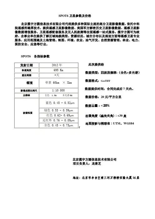 SPOT6卫星参数及价格