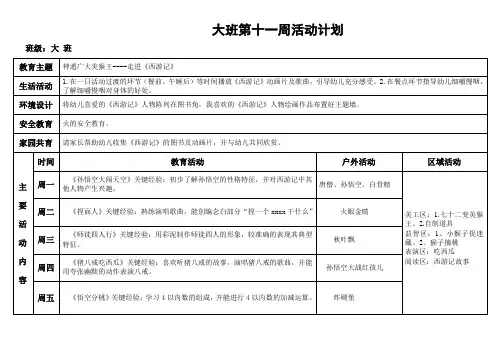 大班第十一周计划
