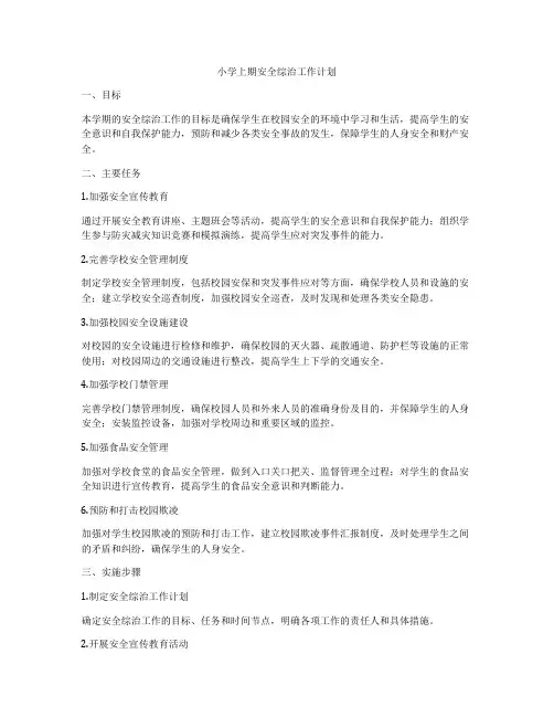 小学上期安全综治工作计划