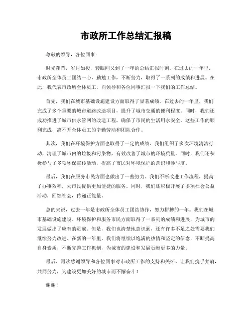 市政所工作总结汇报稿