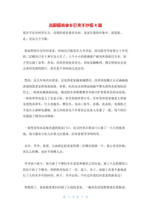 亮眼睛看家乡巨变手抄报4篇
