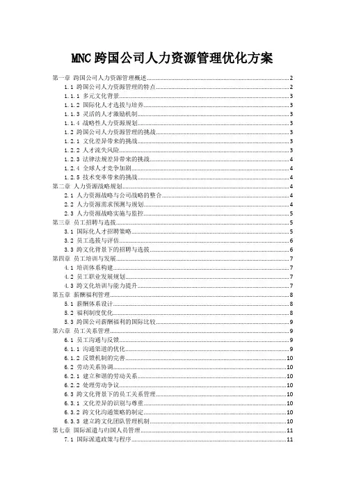 MNC跨国公司人力资源管理优化方案