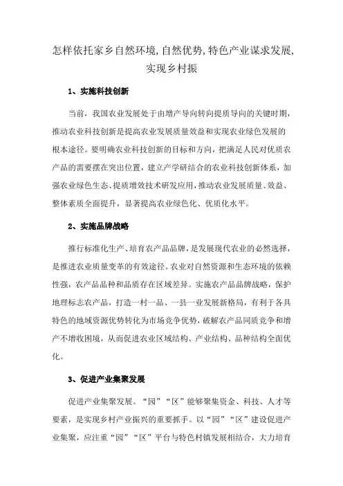 怎样依托家乡自然环境,自然优势,特色产业谋求发展,实现乡村振