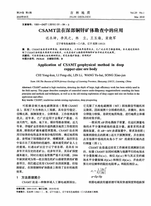 CSAMT法在深部铜锌矿体勘查中的应用