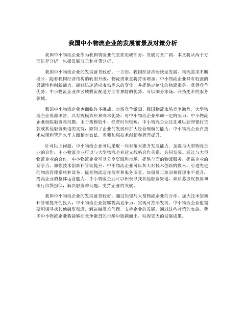 我国中小物流企业的发展前景及对策分析
