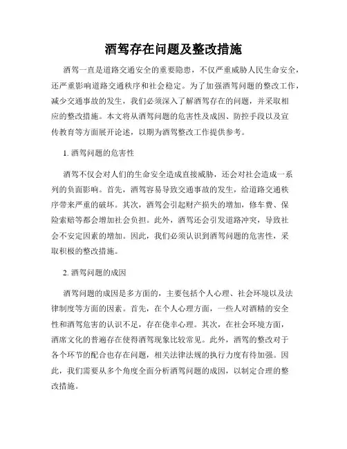 酒驾存在问题及整改措施
