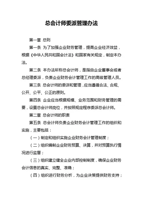 总会计师委派管理办法