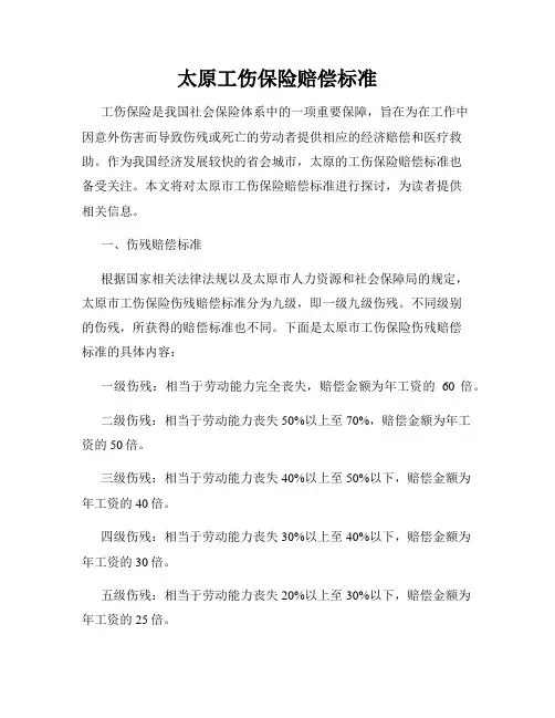 太原工伤保险赔偿标准