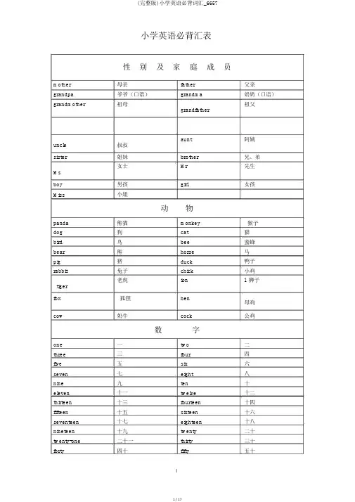 (完整版)小学英语必背词汇_6657