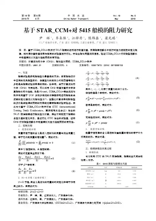 基于STAR_CCM+对5415船模的阻力研究