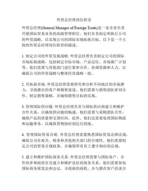 外贸总经理岗位职责