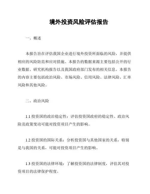 境外投资风险评估报告