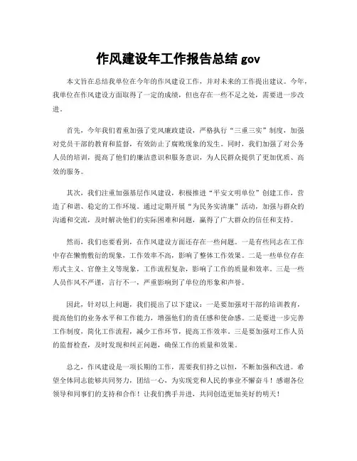 作风建设年工作报告总结gov