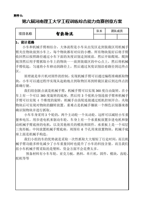 智能物流项目——工程训练综合能力竞赛创意方案