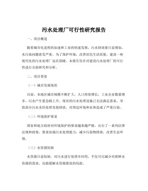 污水处理厂可行性研究报告