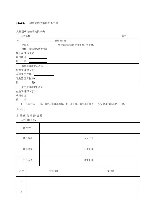 标准化手册表格质量管理部分