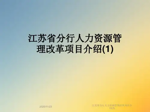 江苏省分行人力资源管理改革项目介绍(1)