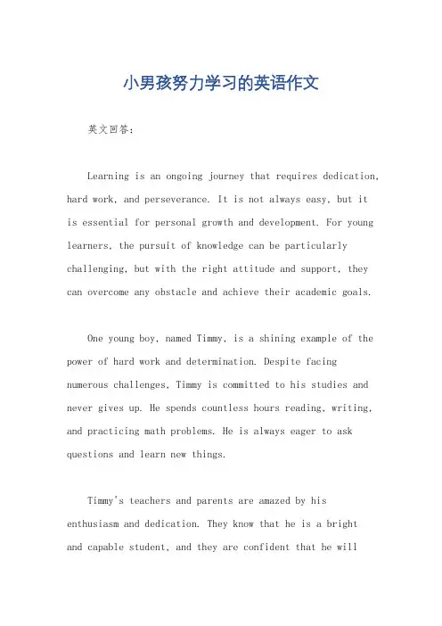 小男孩努力学习的英语作文