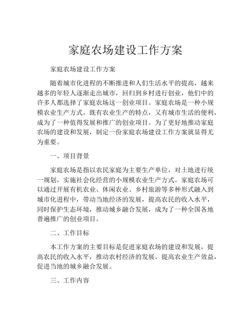 家庭农场建设工作方案