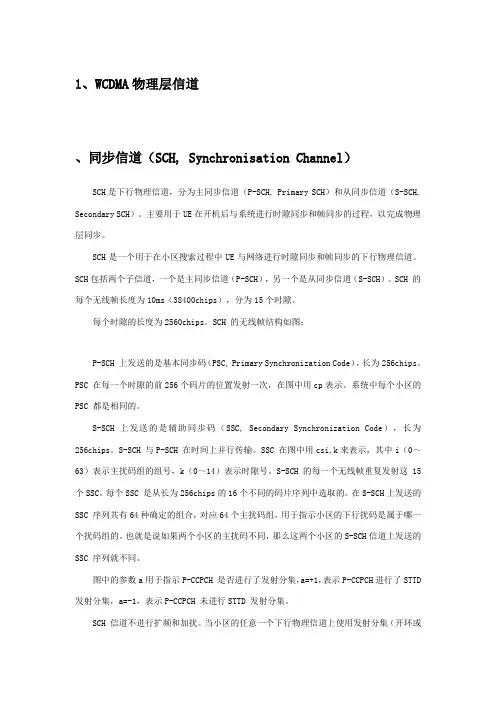 WCDMA_物理层层信道详细解读