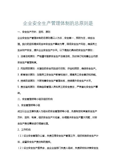 企业安全生产管理体制的总原则是