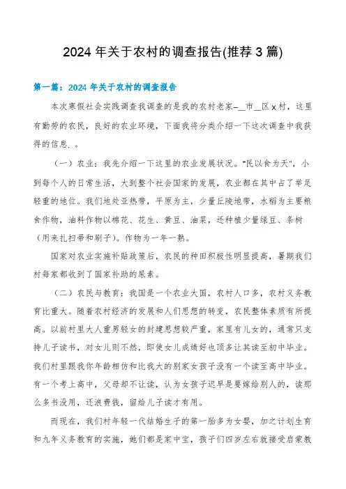 2024年关于农村的调查报告(推荐3篇)