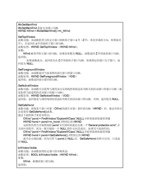 vcmfc编程各种窗口句柄获取函数详解