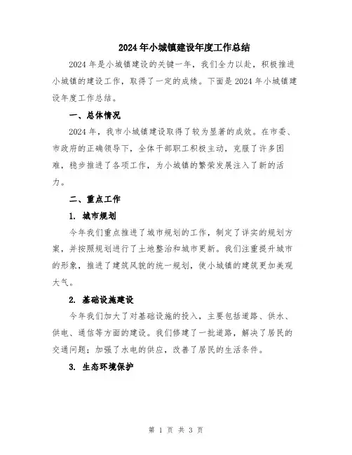 2024年小城镇建设年度工作总结