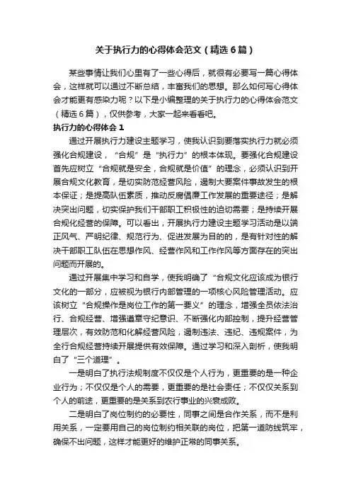 关于执行力的心得体会范文（精选6篇）