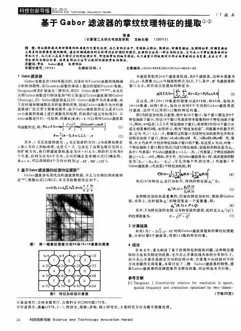 基于Gabor滤波器的掌纹纹理特征的提取