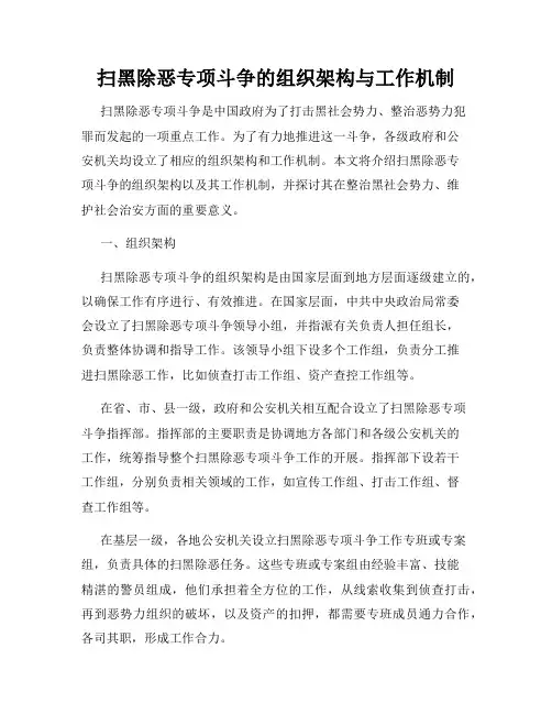 扫黑除恶专项斗争的组织架构与工作机制