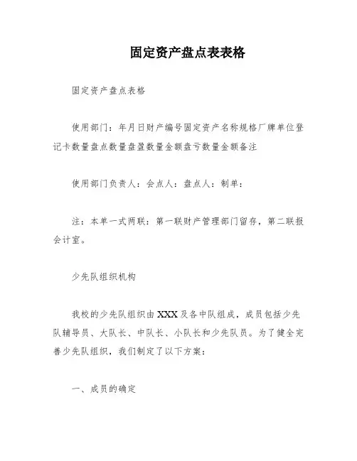 固定资产盘点表表格