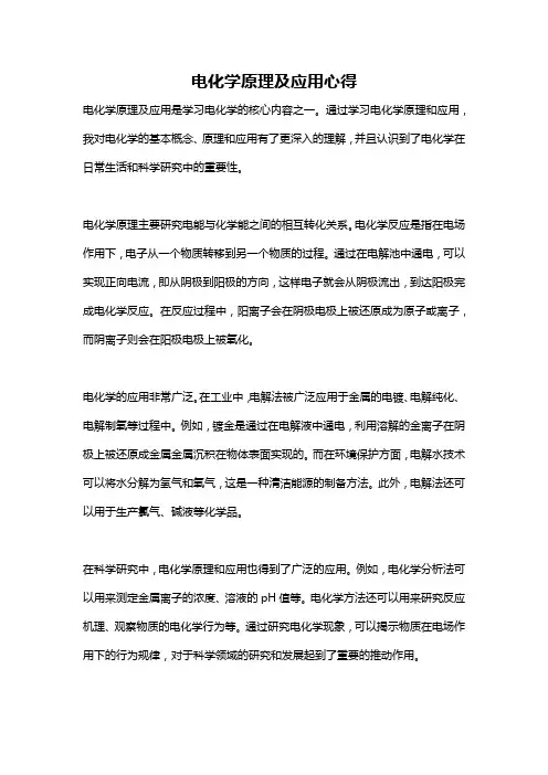 电化学原理及应用心得