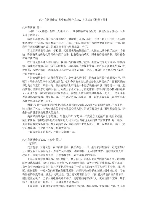 此中有新意作文 此中有新意作文800字记叙文【精彩4篇】