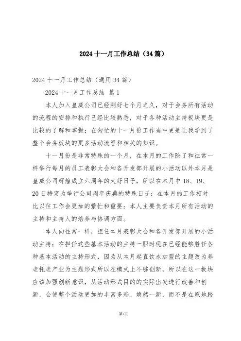 2024十一月工作总结(34篇)