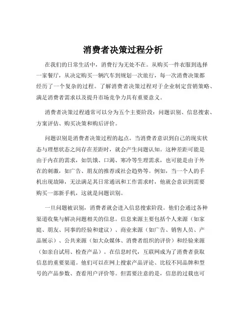 消费者决策过程分析