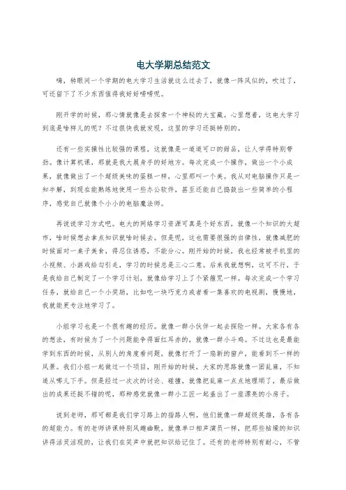 电大学期总结范文