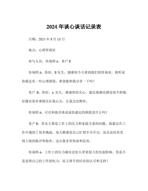 2024年谈心谈话记录表