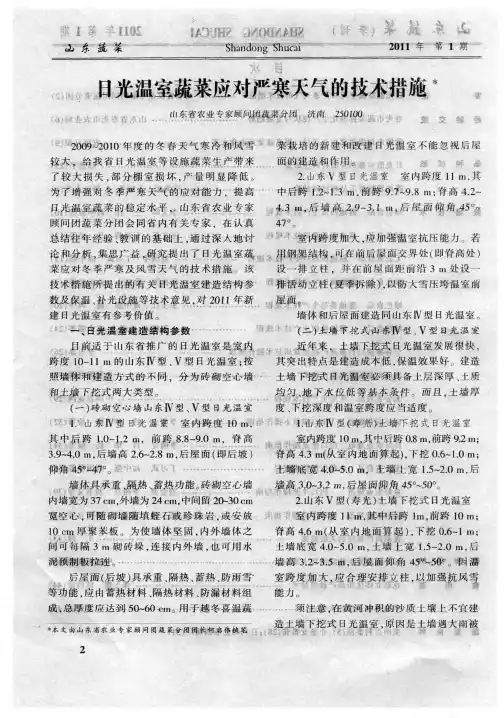 日光温室蔬菜应对严寒天气的技术措施