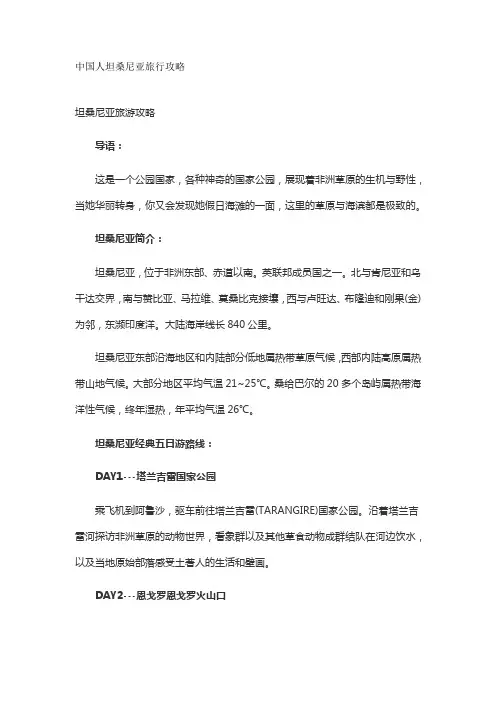 中国人坦桑尼亚旅行攻略